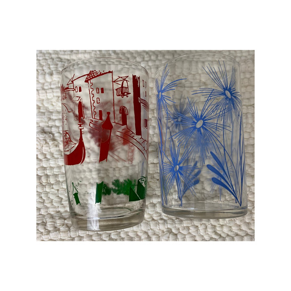 Vintage 60s mid century juice glasses tumbler 4oz set of 2 - Picture 10 of 13